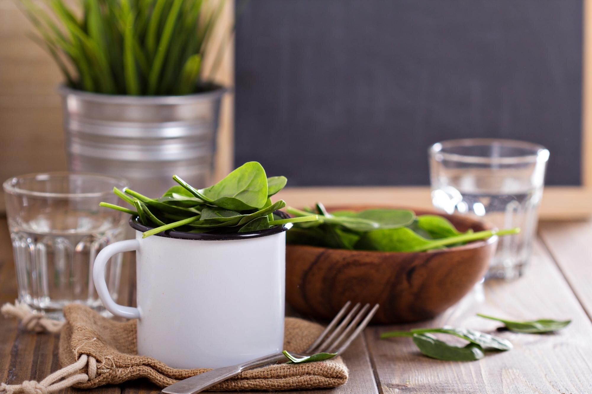 Fresh green herbs and healthy lifestyle context